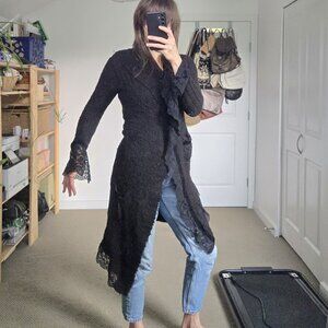 OGO Geral Paris Beautiful Designer Cardigan, Lace elements, Asymmetry, Black